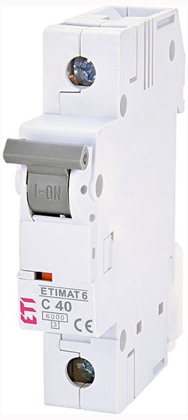 Вимикач автоматичний ETIMAT 6 1p/C40A 6 kA  ETI(2141520)