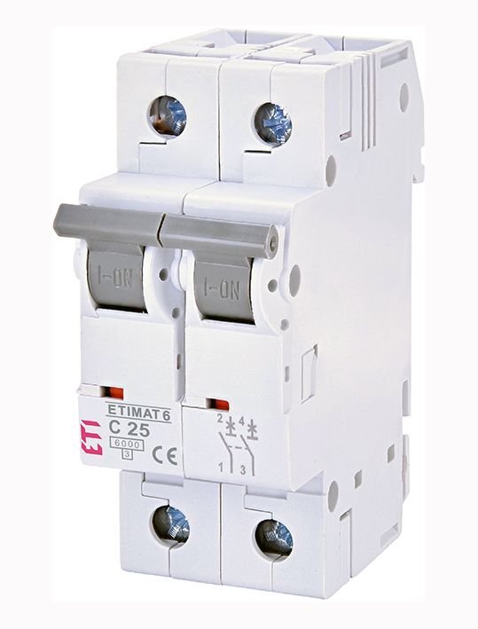 Вимикач автоматичний ETIMAT 6 2p/C25A 6 kA  ETI очікується в січні(2143518)