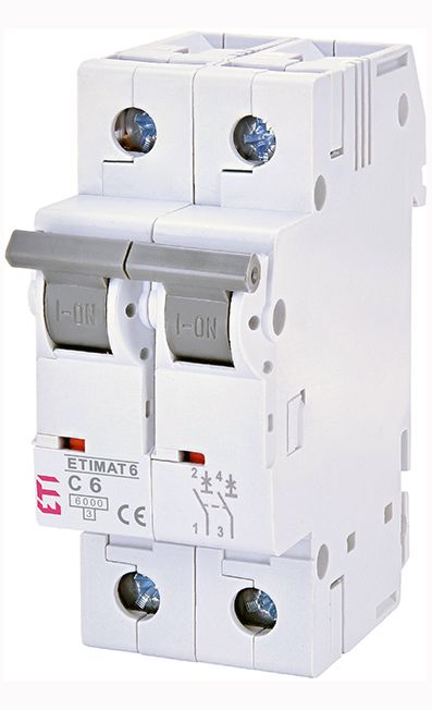 Вимикач автоматичний ETIMAT 6 2p/C6A 6 kA  ETI(2143512)