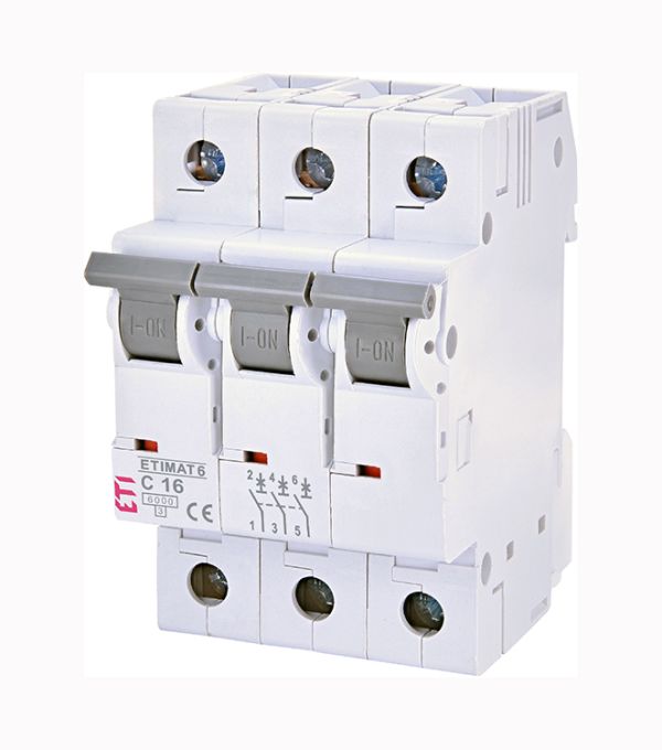 Вимикач автоматичний ETIMAT 6 3p/C16A 6 kA  ETI(2145516)