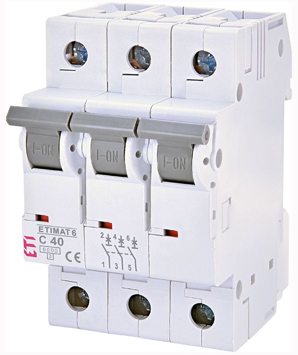 Вимикач автоматичний ETIMAT 6 3p/C40A 6 kA  ETI(2145520)
