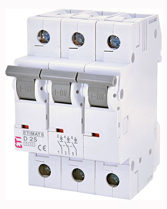 Вимикач автоматичний ETIMAT 6 3p/D25A 6kA ETI(2164518)