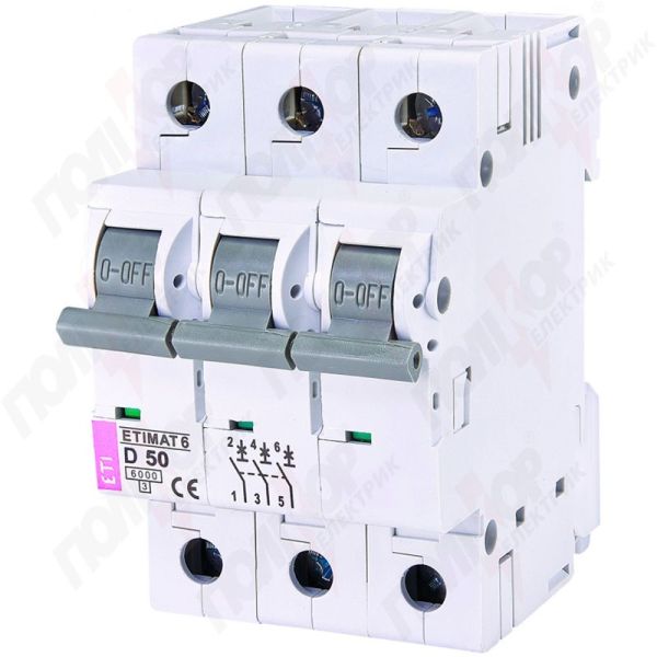 Вимикач автоматичний ETIMAT 6 3p/D50A 6kA ETI(2164521)