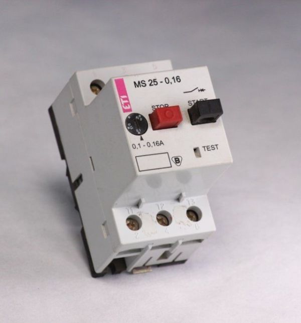 Автомат захисту двигуна MS 25-0,16 (0,1 - 0,16А) ETI(4600010)