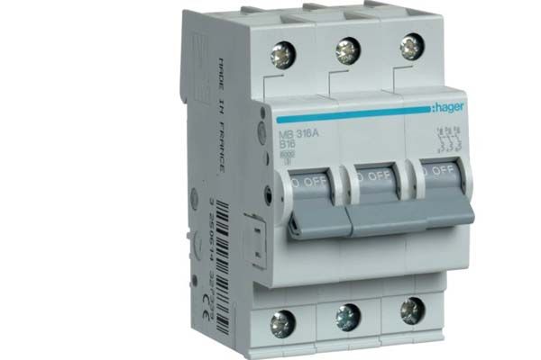 Вимикач автоматичний Hager MB316A, 3р/16А(MB316A)