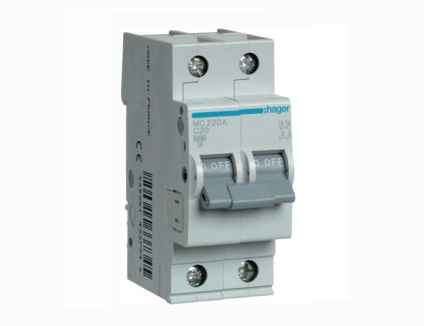 Вимикач автоматичний Hager MC220А, 2р/20А(MC220А)
