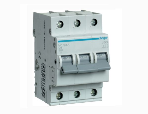 Вимикач автоматичний Hager MC306А, 3р/6А(MC306А)