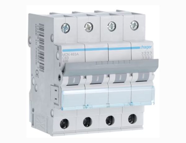 Вимикач автоматичний Hager MCN463, 4р/63А(MCN463)