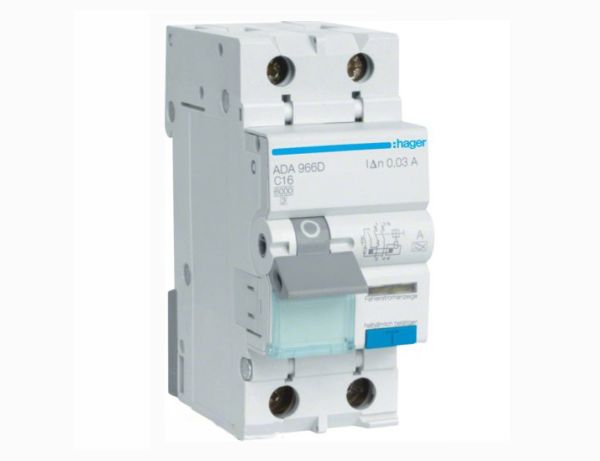 Вимикач диференційний ADA966D 1P+N 6кA C16A 30мА тип A HAGER(ADA966D)