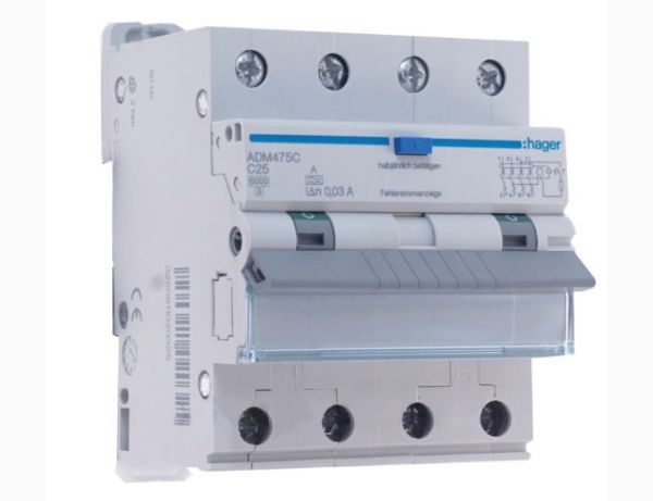 Вимикач диференційний ADM475C 4р 6кA C25А 30мА тип A HAGER(АDM475C)