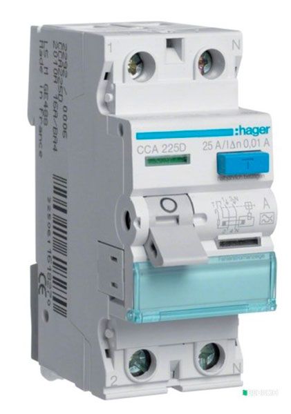 Реле диференційне CCA225D 2p-25А/10мА тип A HAGER(CСА225D)