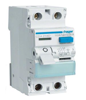 Реле диференційне CDA216D 2p-16А/30мА тип A HAGER(CDА216D)