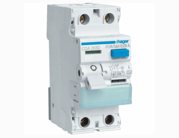 Реле диференційне CDA263D 2p-63А/30мА тип А HAGER(CDA263D)