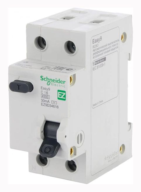 Вимикач автоматичний диференційний EZ9D34616 АС, 1р+N/16А/30мА AC Schneider Electric(EZ9D34616)
