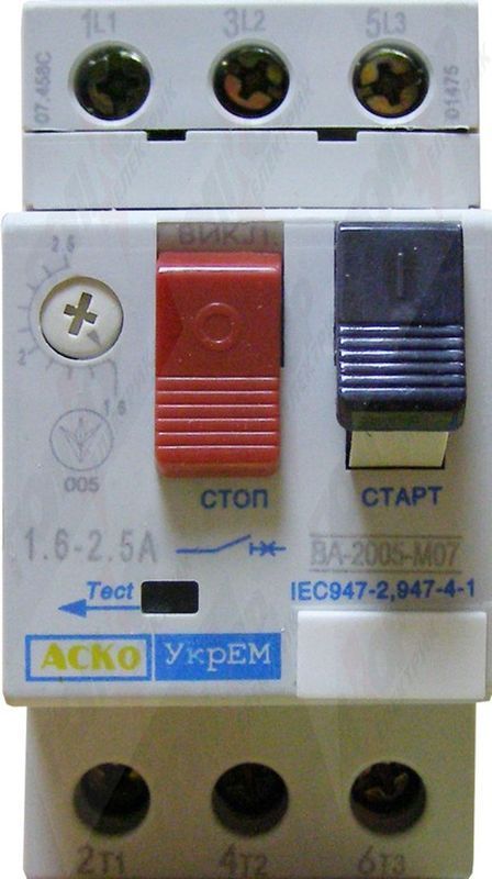 Вимикач автоматичний АсКо ВА-2005 М07 1.6-2.5 А(A0010050002)