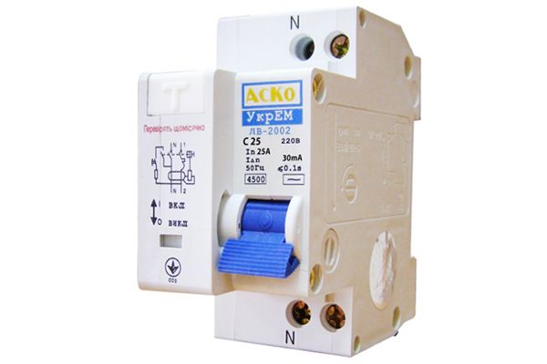 Диференційний автоматичний вимикач ДВ-2002 25А/30 мА(A0030010007)