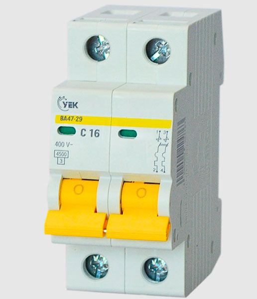 Вимикач автоматичний ВА47-29 2Р 16А 4,5кА х-ка С УЕК(MVA20-2-016-C-U)