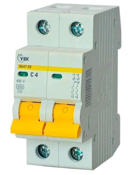 Вимикач автоматичний ВА47-29 2р/С4А 4,5кА УЕК(MVA20-2-004-C-U)
