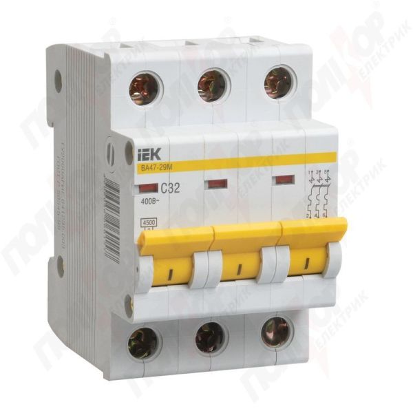 Вимикач автоматичний ІЕК ВА47-29 3р/C63А(MVA20-3-063-C)