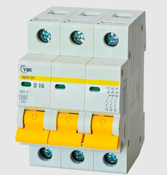 Вимикач автоматичний ВА47-29 3Р/D16А 4,5кА УЕК(MVA20-3-016-D-U)