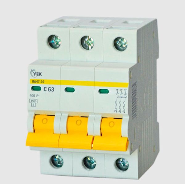 Вимикач автоматичний ВА47-29 3Р/D63А 4,5кА УЕК(MVA20-3-063-D-U)