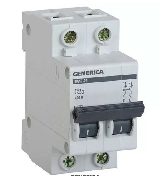 Вимикач автоматичний ВА47-29 2р 25А 4,5кА х-ка С GENERICA(MVA25-2-025-C)