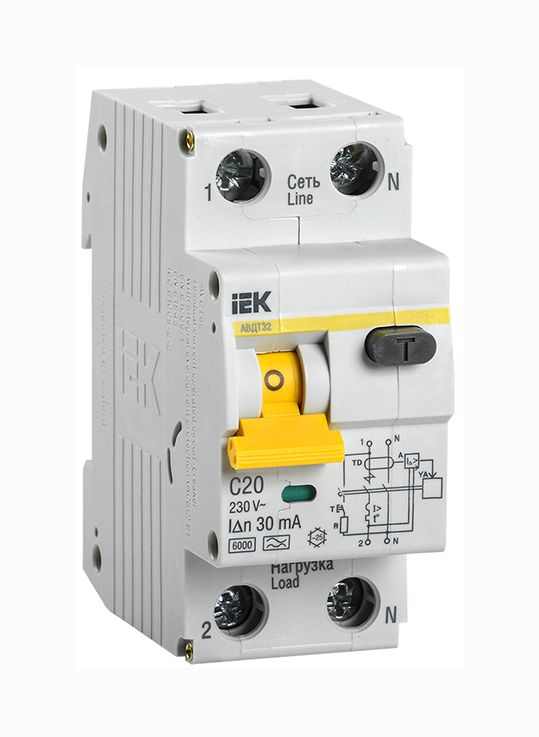 Диференційний автоматичний вимикач АВДТ-32 2р С20А/30мА(MAD22-5-020-C-30)