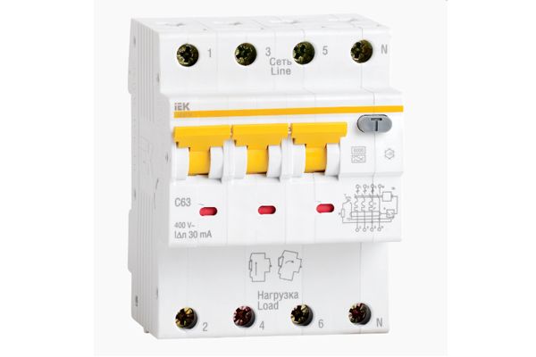 Диференційний автоматичний вимикач АВДТ-34 3р+N С10А/30мА ІЕК(MAD22-6-010-C-30)