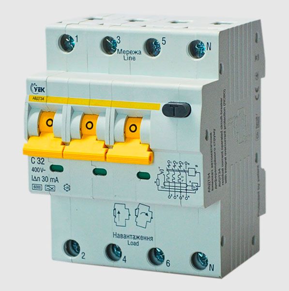 Автоматичний вимикач диференційного струму АВДТ34 С32А 30мА УЕК(MAD22-6-032-C-30-U)