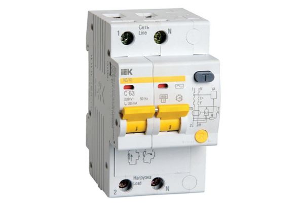 Диференційний автоматичний вимикач АД-12 2р С63А/30мА(MAD10-2-063-C-030)