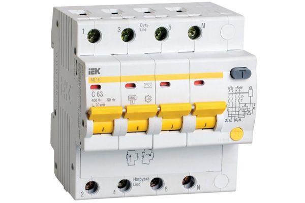 Диференційний автоматичний вимикач АД-14 4р С16А/30мА(MAD10-4-016-C-030)