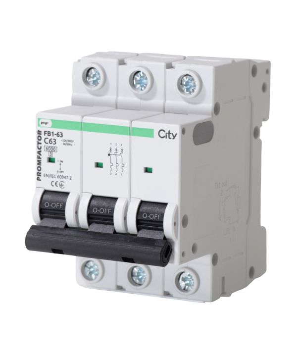 Вимикач автоматичний  FB1-63 3P С63A (6кА) серия CITY Промфактор(FB1CI3063)
