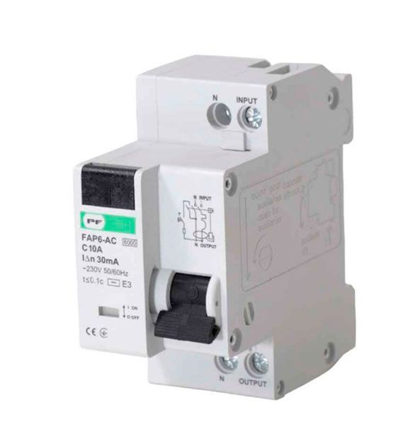 Автомат захисного відключення FAP6-AC "C" 10A/0.03A 2P 6kA Промфактор(FAP06C10030AC)