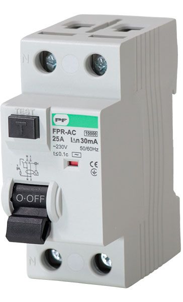 Пристрій захистного відключення FPR-AC 25A/0.03A 2P AC Промфактор(FPR2025030AC)