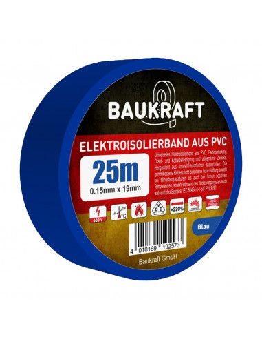Ізострічка ПВХ 0,15*19*25м синя BAUKRAFT, Germany(166493)