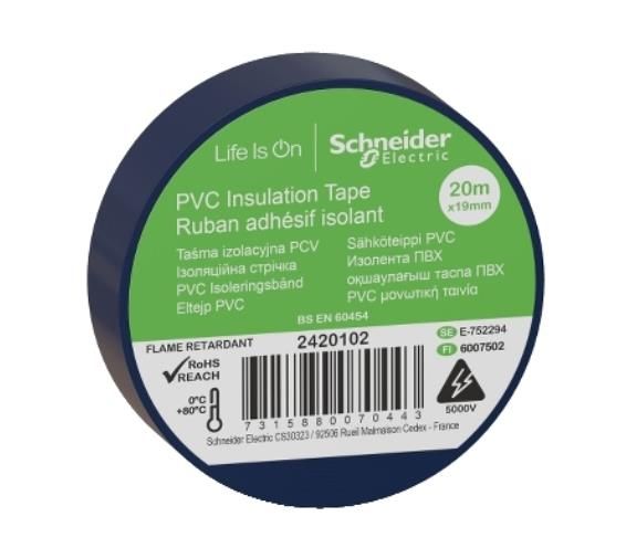Ізострічка ПВХ 19mm x 20m синя 2420102 Schneider Electric(2420102)