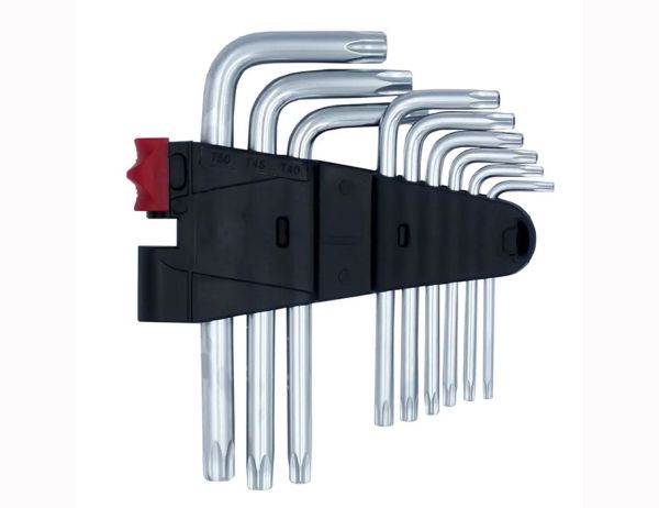 Набор Г-образных ключей TORX с отверстием 9 шт., Т10-50, S2 HAISSER 48114(48114)
