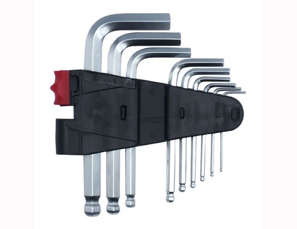 Набор Г-образных ключей НЕХ шарообразных 9 шт., 1,5-10 мм. S2 HAISSER 48112(48112)