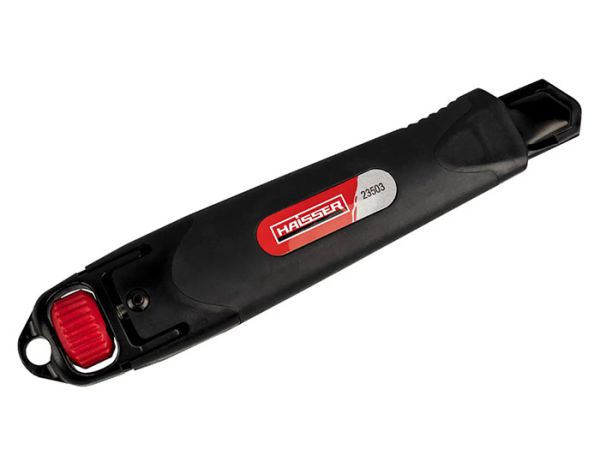 Нож пластиковый, усилен., 18мм, сегментированное лезвие, резин. вставки, нагруз. 60кг HAISSER 23503(23503)