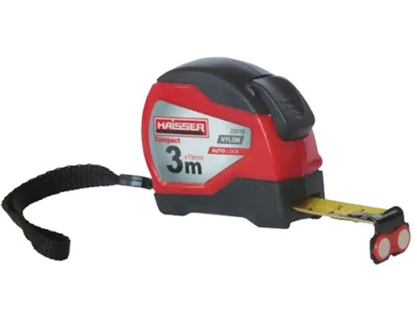 Рулетка 3*19, нейлон, прорез. корпус, автостоп, магнит HAISSER Compact 22018(22018)
