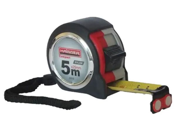Рулетка 5*25, нейлон, прорез. корпус., 2 стопа, магнит HAISSER Compact 22015(22015)