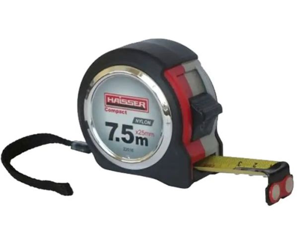 Рулетка 7,5*25, нейлон, прорез. корпус., 2 стопа, магнит HAISSER Compact 22016(22016)