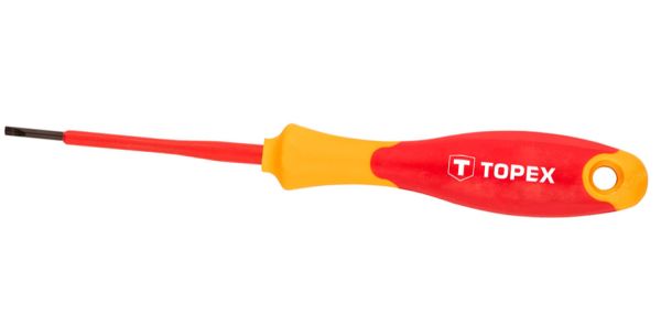 Отвертка шлицевая д/э 1000В 2.5*75мм, CrMo 39D470 TOPEX(39D470)