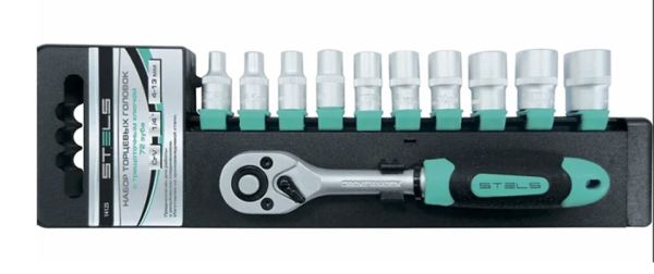 Набор головок торцевых с трещоткой 1/2", 10-22мм, 11 пред. 14127(14127)