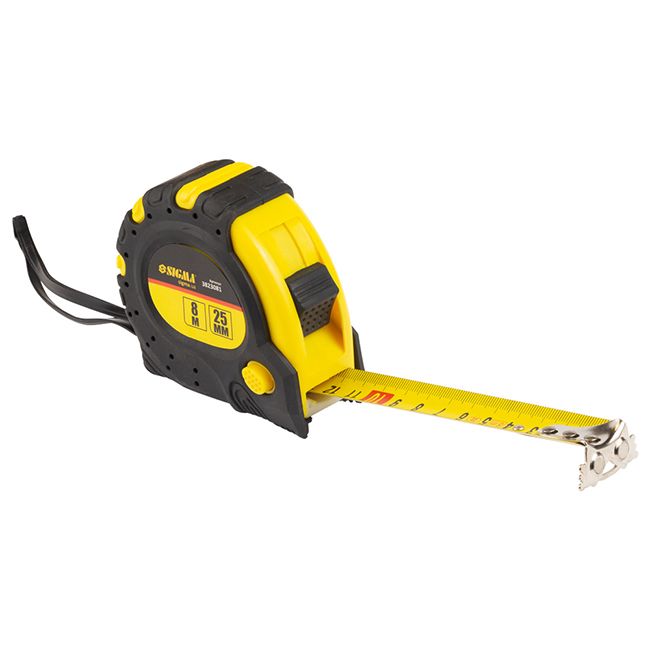 Рулетка магнітна фіксатор + гальмо 8м Х 25мм 3823081 SIGMA(3823081)