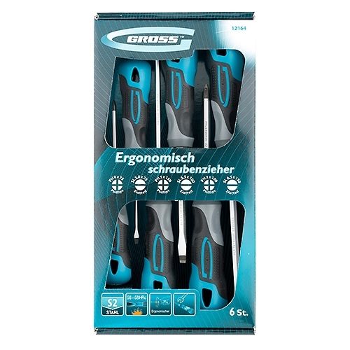 Набор отверток 6 шт., S2, трехкомпонентная рукоятка GROSS 12164(12164)