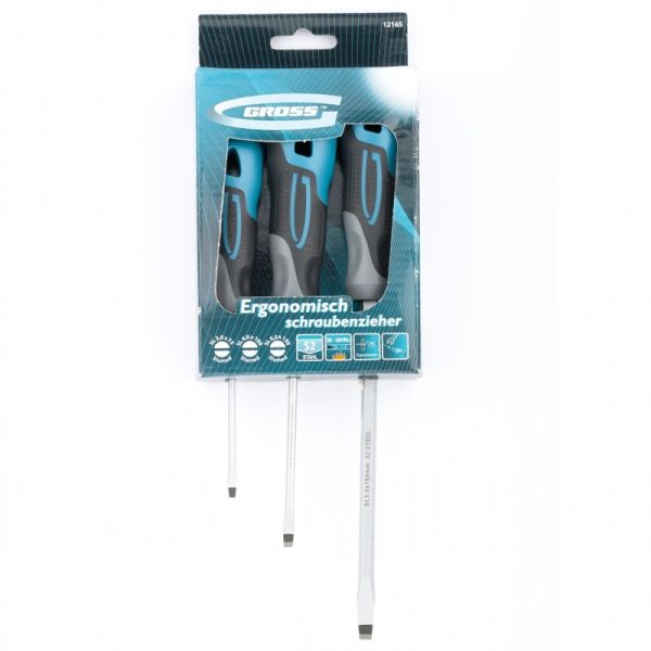Набор отверток SL3 шт., S2, трехкомпонентная рукоятка GROSS 12165(12165)