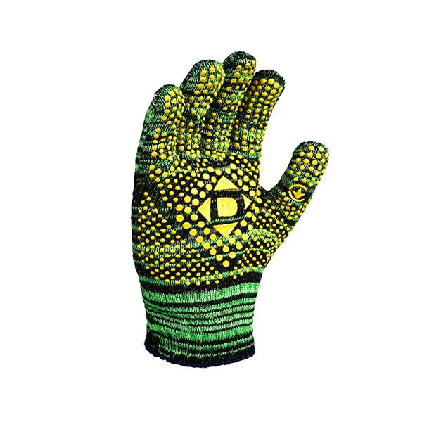 Перчатки  Универсал 4252 трикотажные зеленые с ПВХ "Рябушка" Долони(4252)