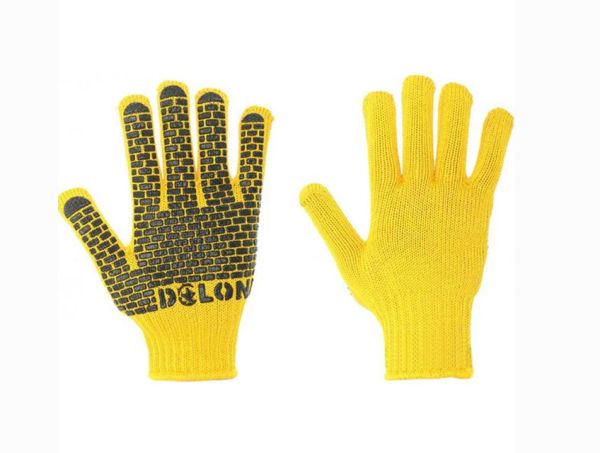 Перчатки 4078 трикотажные Будівник желтые с ПВХ Долони(4078)