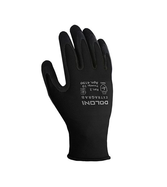 Перчатки 4190 трикотажные черные с латексным покрытием, неполный облив Долони(4190)